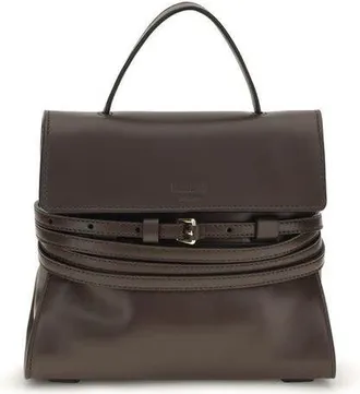 Moschino Removable Decorative Belt Top Handle Bag Brown