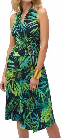 Joseph Ribkoff Floral Sleeveless Wrap Dress In Midnight Blue/multi