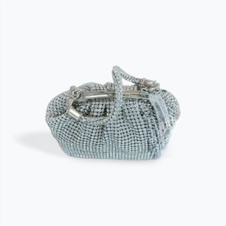 Cejon Kiss Lock Rhinestone Bag In Silver Rhinestone