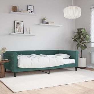 vidaXL Vidaxl - Sof&aacute; Cama Con Colch&oacute;n Terciopelo Verde Oscuro 100x200 Cm