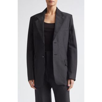 Victoria Beckham Single Breasted Virgin Wool Blend Suiting Blazer in Black at Nordstrom, Size 10