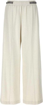 Brunello Cucinelli Off White Relaxed Cotton Trousers, Size X-Large