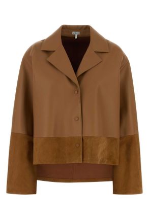 Loewe Camel Leather And Suede Shirt
