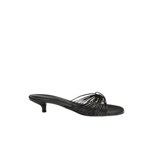 Liviana Conti Heeled Mules, female, Black, Size: 7 US Mules aperte con tubolari in nappa