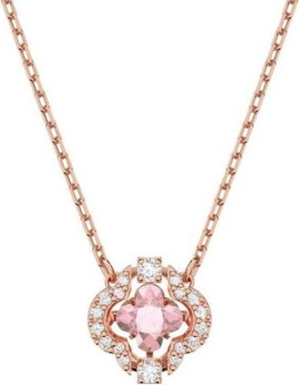 Swarovski Rose Gold Plated Sparkling Dance Clover Necklace