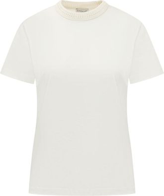 Moncler White Solid Crew Neck T-Shirt
