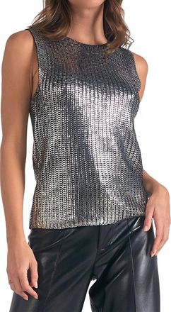 Elan Crewneck Slick Sweater In Silver