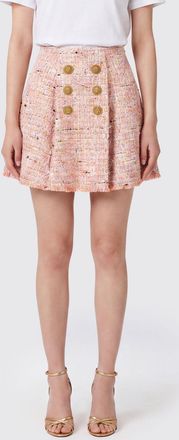 Balmain Minigonna a vita alta in tweed con motivo astratto e orlo sfrangiato