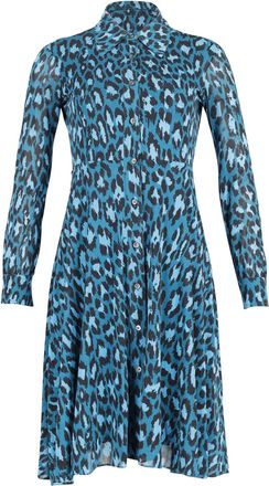 Diane Von Fürstenberg Diane Von Furstenberg Leopard Print Button Down Dress in Teal Viscose