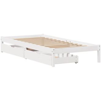 vidaXL Estructura De Cama Sin Colch&oacute;n Madera Maciza Blanca 90x190 Cm Vidaxl