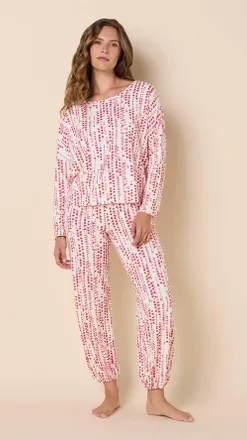 The Cats Pajamas Pima Knit Pullover Set in Dreamy Hearts Ivory at Nordstrom, Size X-Large