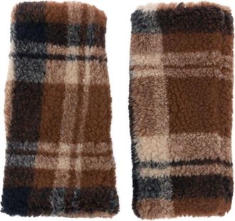 ALPO Brown Plaid Fingerless Gloves