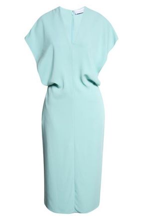 Stella McCartney Draped V-Neck Midi Dress in Aquamarine at Nordstrom, Size 10 Us