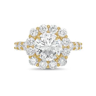 Diana M. Jewels 14kt yellow gold 3.00cts Lab-Grown Round Diamond Halo Ring with Diamond Band