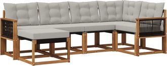 vidaXL Conjunto De Sof&aacute;s De Exterior 6 Uds. Natural Y Gris Claro Vidaxl
