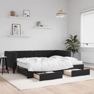 vidaXL Vidaxl - Furniture Limited - Sof&aacute; Cama Nido Con Cajones Terciopelo Negro