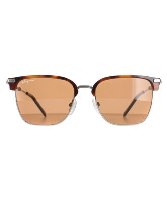 Ferragamo Rectangle Mens Light Ruthenium Tortoise Brown SF227S - One Size