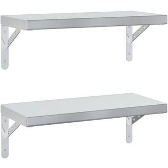 vidaXL Vidaxl - Estantes De Pared 2 Uds Acero Inoxidable Plateado 50x23,5 Cm