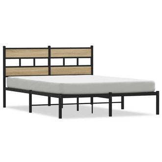 Berkfield Home Metal Bed Frame without Mattress Sonoma Oak 140x190 cm in Brown