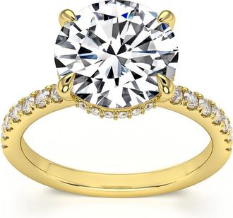 Pompeii3 3 1/2Ct Diamond Engagement Ring Side Halo14k White Yellow or Rose Gold Lab Gold