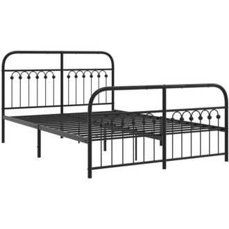 vidaXL Metal Bed Frame without Mattress with Footboard Black 137x190cm Vidaxl