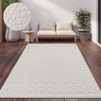 Paco Home Tappeto Cucina Da Esterno Salotto Moderno Balcone Scandinavo Boho Monocolore 160x230 cm, Crema 4 - Paco Home
