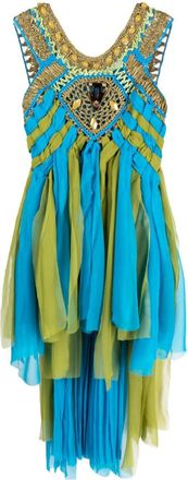 Alberta Ferretti interwoven bead-embellished midi dress - women - Silk - 38 - Blue