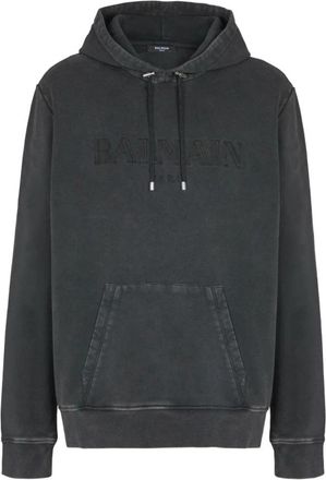Balmain Vintage hoodie met borduursel - Heren - Hoodies - Grijs - S - Katoen - Hoodies & sweatvesten