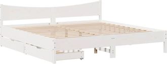 vidaXL Bed Frame with Drawers White 180x200 cm Super King Solid Wood Pine Vidaxl