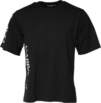 Dolce & Gabbana Mens Logo Print Short Sleeve Tee - Black Cotton - Size EU 46 (Mens)