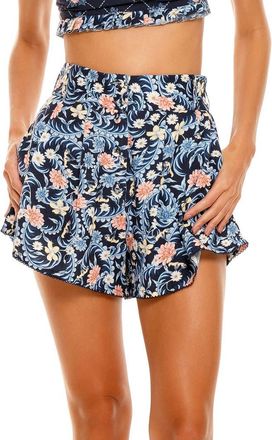 Agua Bendita Nalia Ross Floral Cover-Up Shorts in Multi Blue at Nordstrom, Size Small