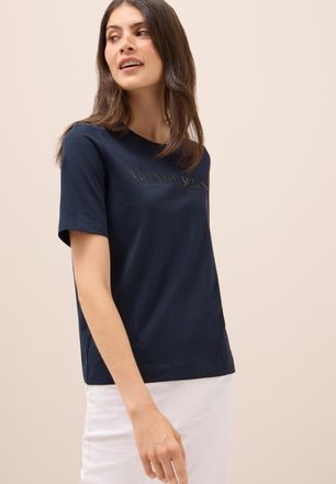 Cecil T-Shirt CECIL, Damen, Gr. XS (36), urban dunkelblau, Jersey, Obermaterial: 100% Baumwolle, bedruckt, regular fit normal, Rundhals, Shirts T-Shirt, mit