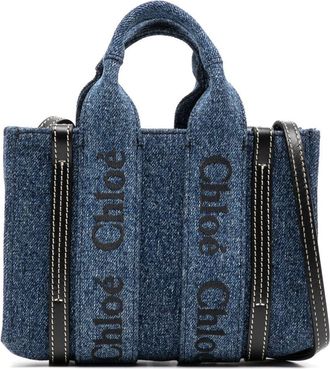 Chloé Mini Woody Nano Tote bag - women - Cotton - One Size - Blue