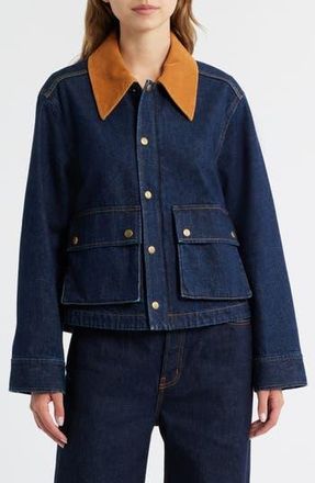 The Great. The Denim Swing Jacket in Midnight Rinse at Nordstrom Rack, Size 1 (Fits Like 4-6 Us)