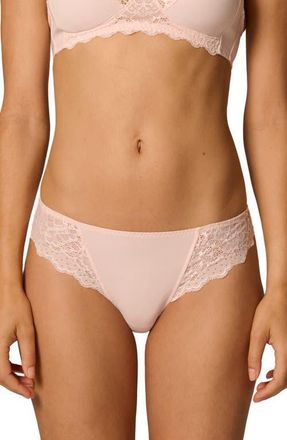Simone P&eacute;r&egrave;le Caresse Lace Tanga Briefs in Blush at Nordstrom, Size Medium