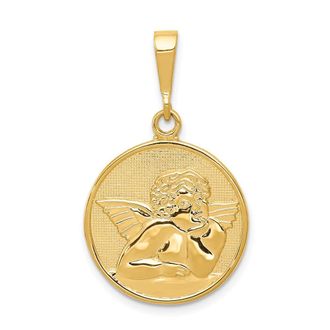 Diamond2Deal 14k Yellow Gold Polished Satin Angel Pendant