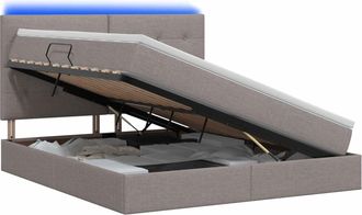 vidaXL Cama De Almacenamiento Led Con Colch&oacute;n Topo 140 X 200 Cm Tela Vidaxl