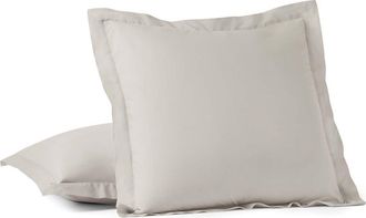 Coyuchi 300 Thread Count Organic Cotton Percale Pillow Sham in Stone at Nordstrom, Size Standard