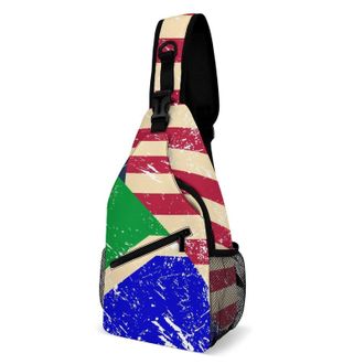 Generic U.S. South Africa Vintage Flag Unisex Shoulder Bags Casual Crossbody Chest Bag Sling Backpack for Hiking Cycling Travel