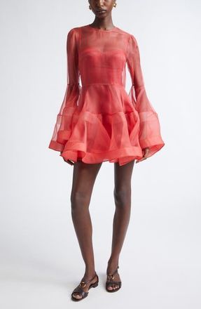 Zimmermann Rebellion Lantern Silk Organza Minidress in Red at Nordstrom, Size 4