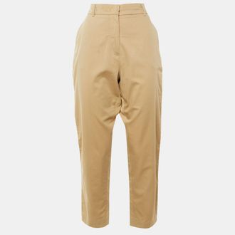 Max Mara Beige Cotton Tapered Trousers