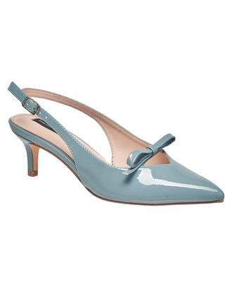 French Connection Womens Patent Bow Kitten Heel