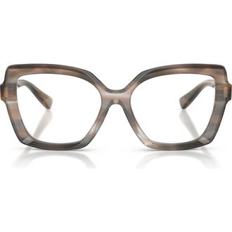 Dolce & Gabbana 55mm Butterfly Optical Glasses in Striped Grey /Demo Lens at Nordstrom