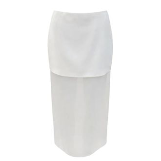 Simona Corsellini Maxi Skirts, female, White, Size: XS Gonna Midi in Cady con Trasparenza in Organza