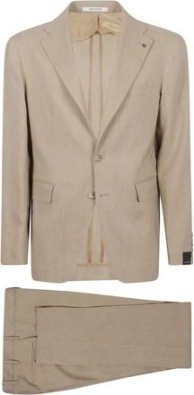 Tagliatore Tweedelig getailleerd pak - Heren - Business pakken - Beige - XL - Leer - Kostuums