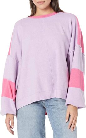 Free People Uptown Colorblock Pullover Sweater In Lilac Aurora Combo