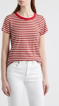 Rag & Bone The Slub Stripe T-Shirt in Red Burgundy Multi at Nordstrom, Size X-Large