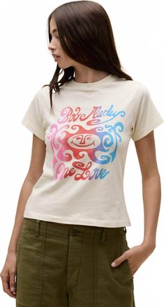 Daydreamer Bob Marley One Love Gradient Vintage Tee In White