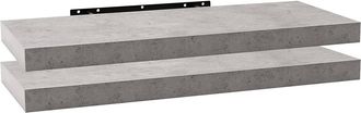 Woltu Woltu 2 Pz Mensola Da Muro Scaffale Sospeso A Parete Libreria Legno E Metallo Colore Del Cemento