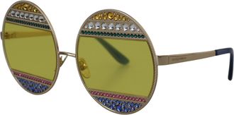 Dolce & Gabbana Womens Gold Oval Metal Crystals Shades Dg2209b Sunglasses